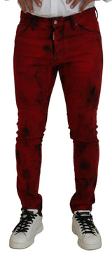 Tie en coton rouge Dye Skinny Casual Men Jeans denim