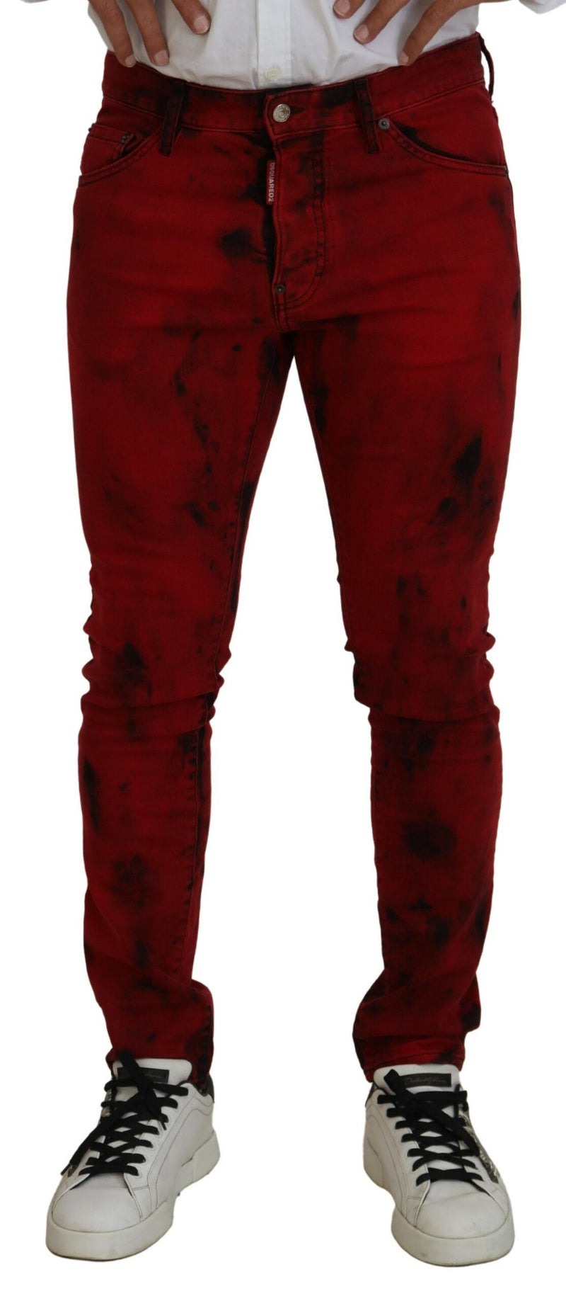 Tie en coton rouge Dye Skinny Casual Men Jeans denim