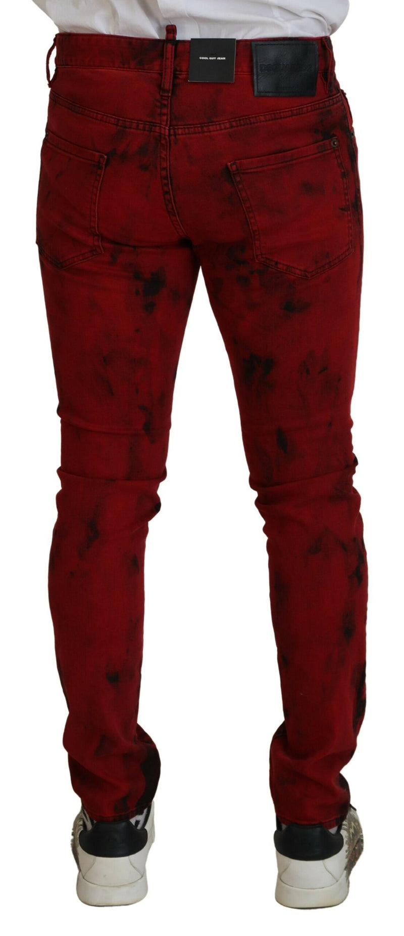 Tie en coton rouge Dye Skinny Casual Men Jeans denim