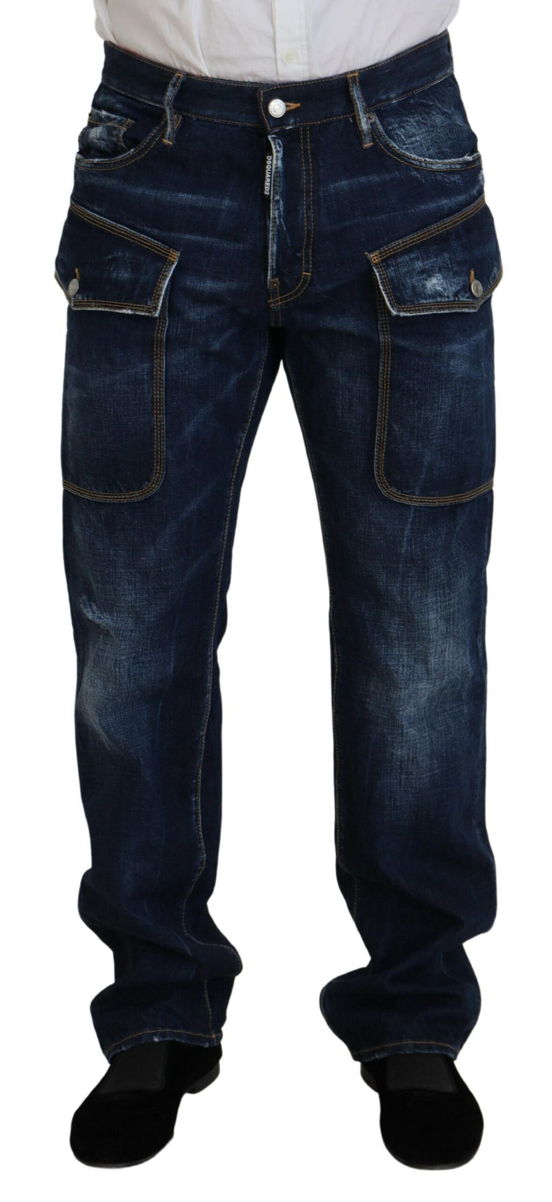 Blau gewaschene Baumwollfracht lässige Männer Jeans Jeans