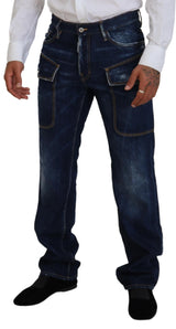 Jeans in denim di jeans in denim di cargo di cotone azzurrato