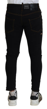 Jeans in denim casual a brandelli in cotone nero