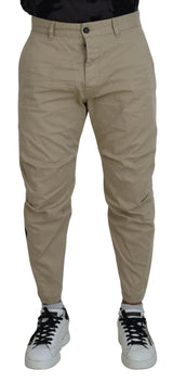 Pantalon décontracté de jambe imprimée en coton beige pantalon décontracté