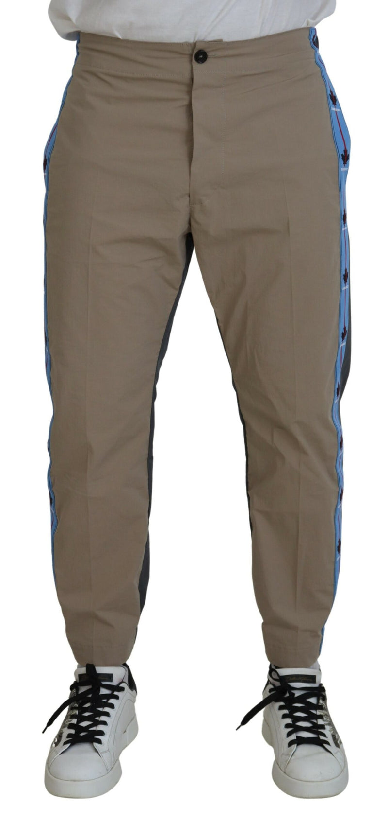 Pantaloni casuali bicolore grigio marrone cotone