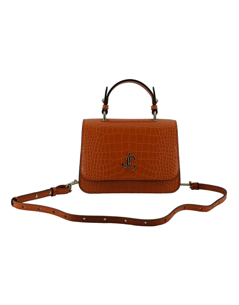 Maniglia top in pelle arancione e borsa a tracolla