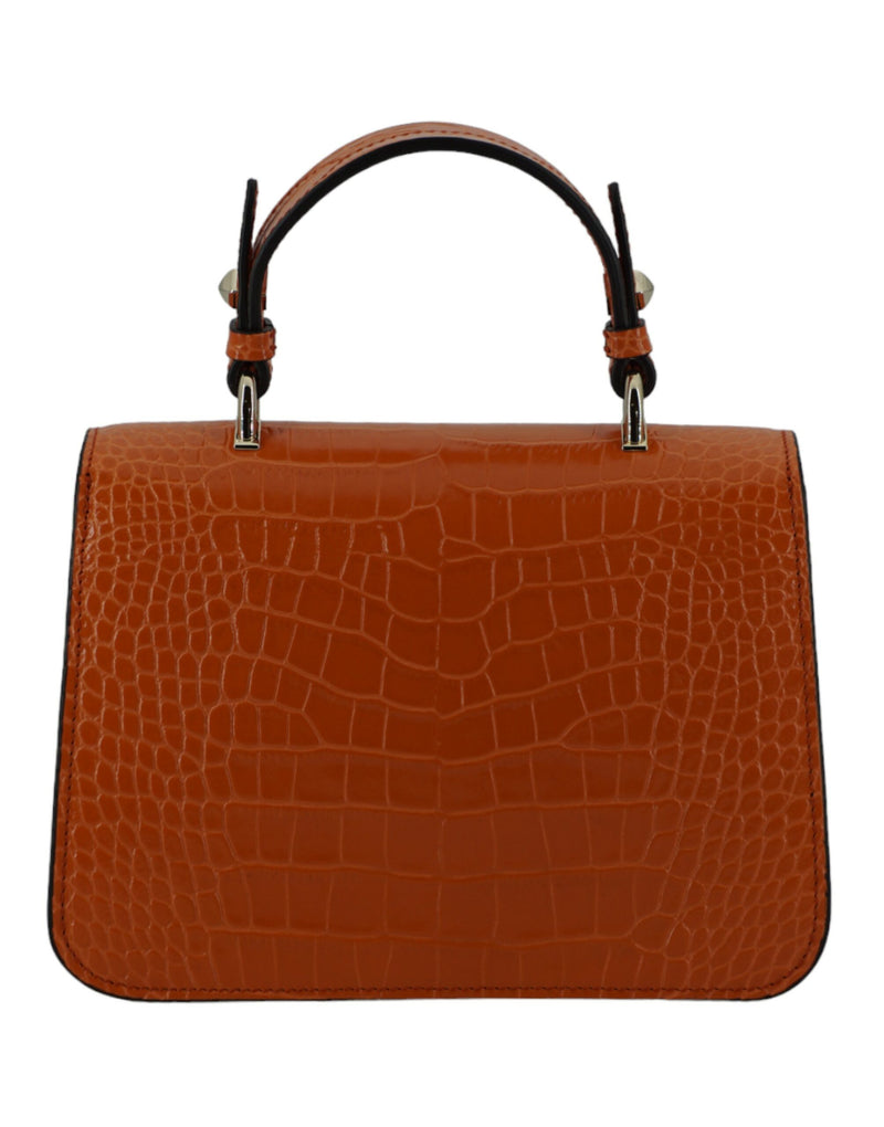 Maniglia top in pelle arancione e borsa a tracolla