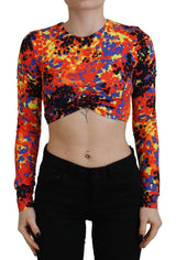 Cami multicolore Cami à manches longues Cropped Blouse