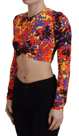 Cami multicolore Cami à manches longues Cropped Blouse