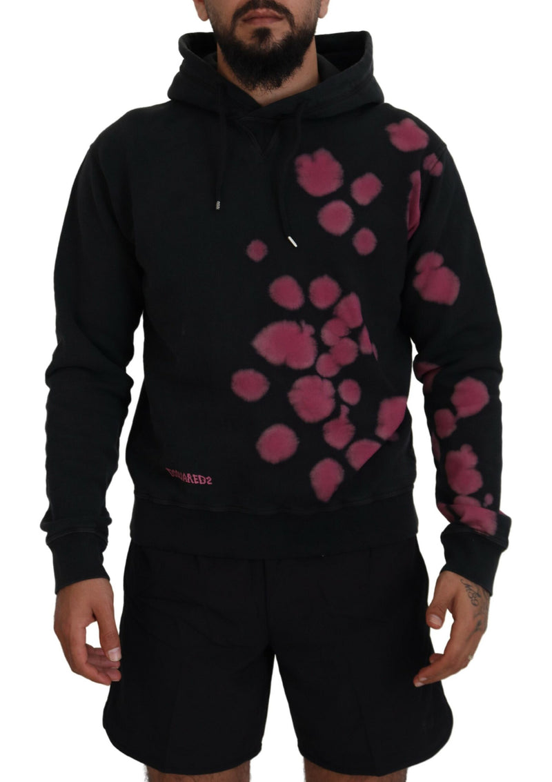 Sweater de sudadera con capucha de algodón de tinte negro