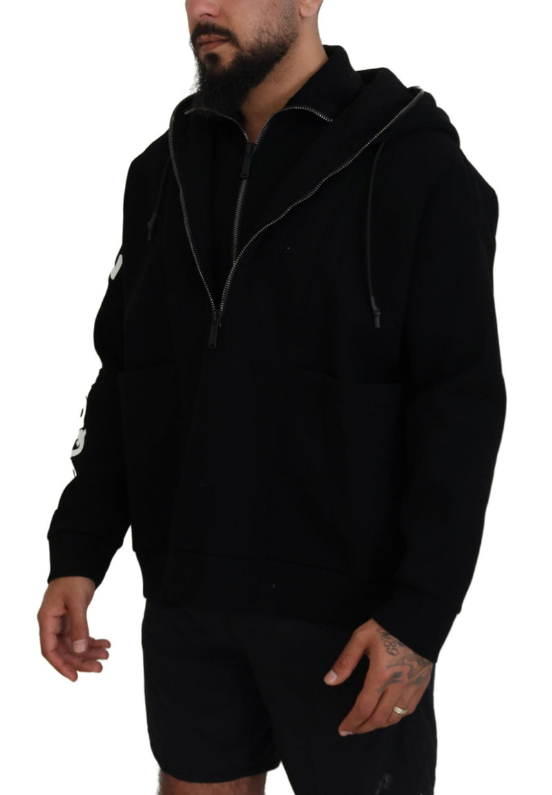 Black Hunded Tremped Sleeves Double Zip πουλόβερ