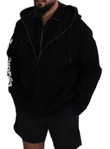 Black Hunded Tremped Sleeves Double Zip πουλόβερ