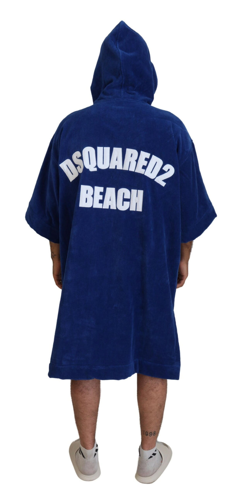 Blue Poncho Men Cappuccetto di abbigliamento da spiaggia che cambia abito