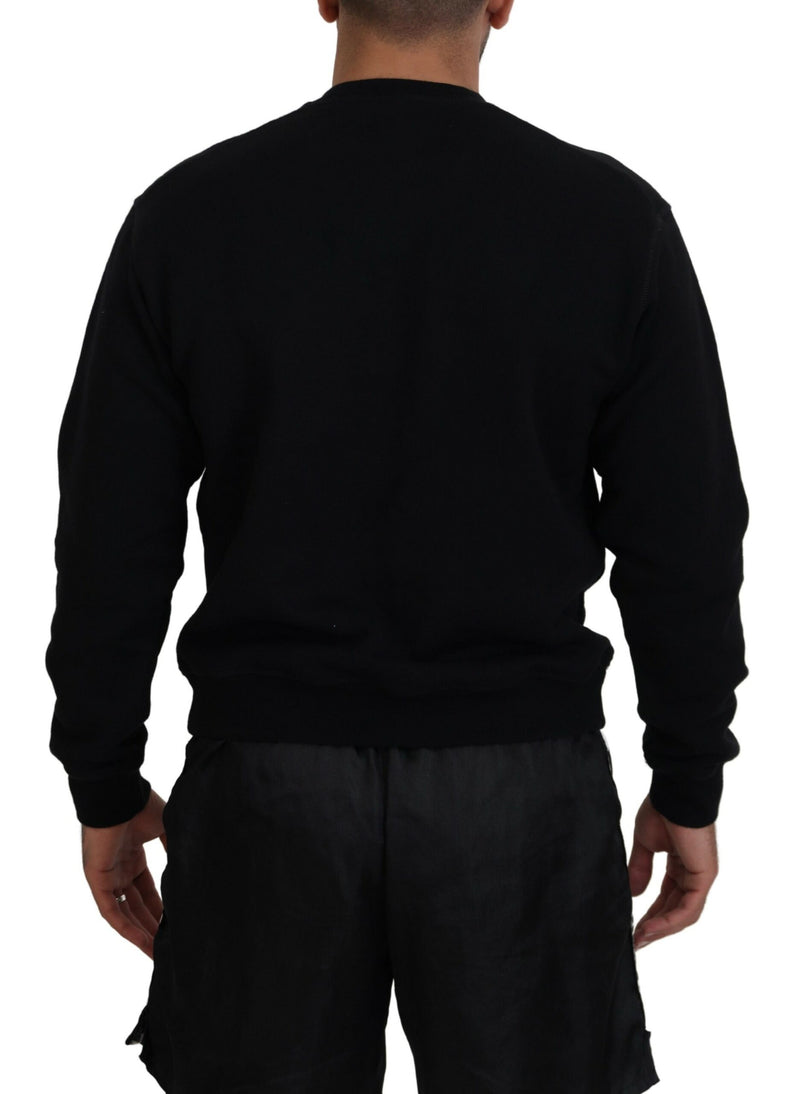 Maglione pullover a maniche lunghe in cotone nero