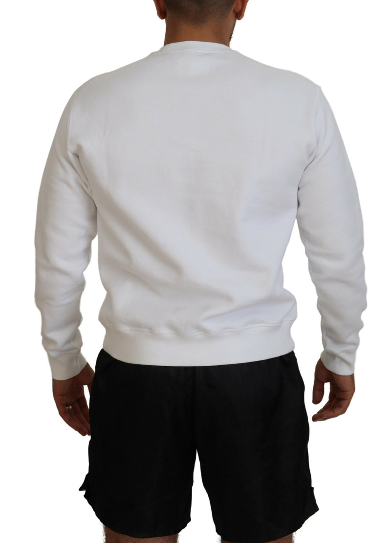 Maglione pullover a maniche lunghe in cotone bianco