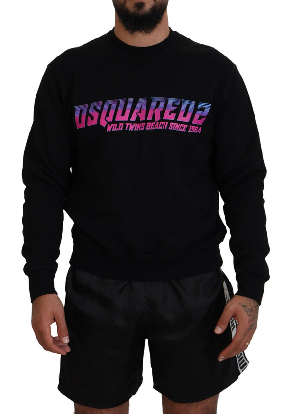 Schwarzer Logo Druck langärmelige Männer Pullover Pullover