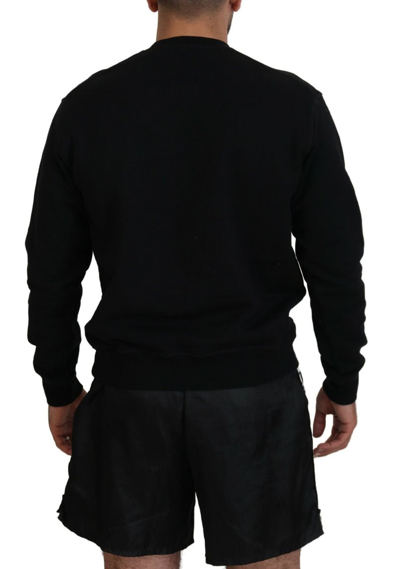 Schwarzer Logo Druck langärmelige Männer Pullover Pullover