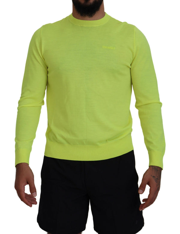 Sweater de jarro de mangas largas de color verde amarillo