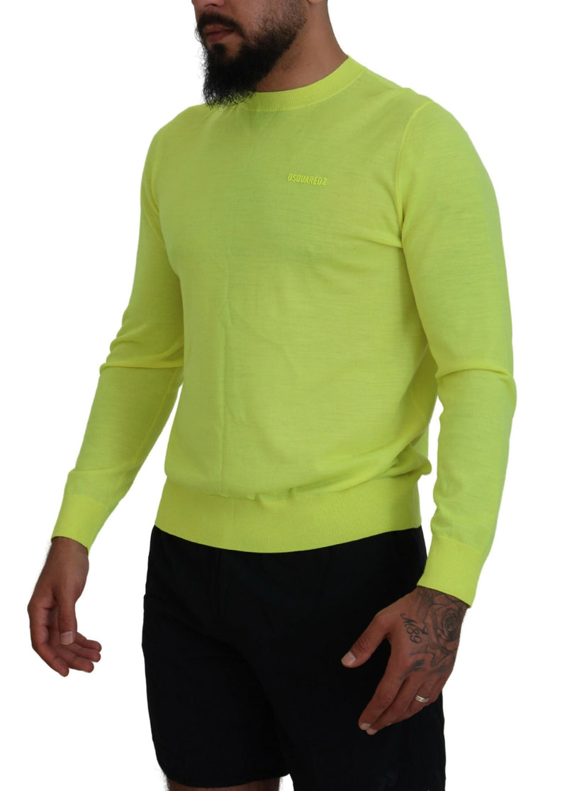 Sweater de jarro de mangas largas de color verde amarillo