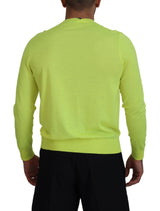 Yellow Green Long Sleeves Men Pullover Sweater