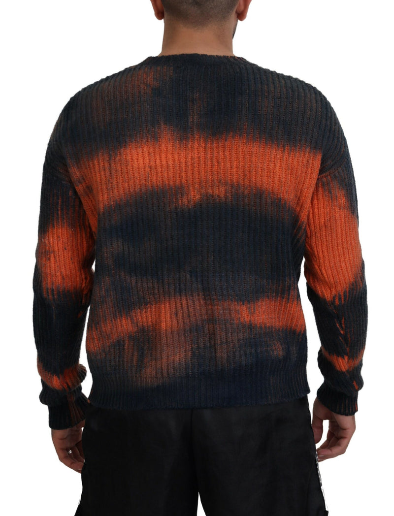 Maglione pullover per coloranti in cotone arancione nero