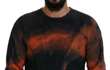 Maglione pullover per coloranti in cotone arancione nero