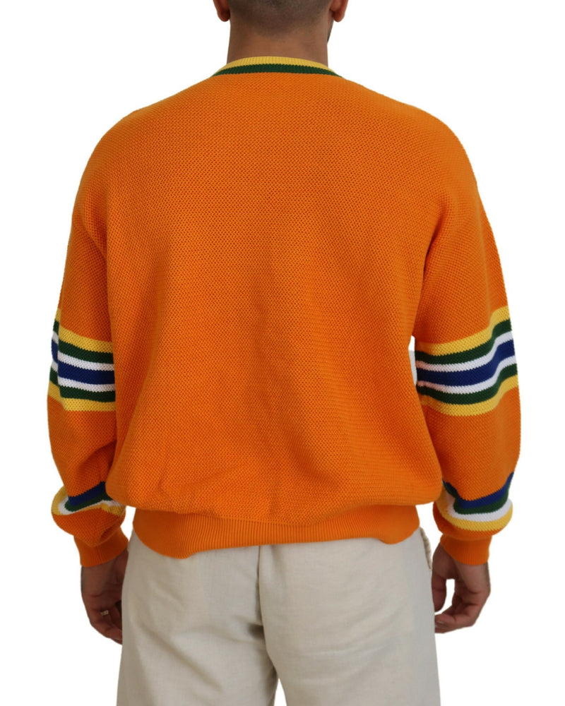 Sweater de mangas de mangas largas impresas en naranja