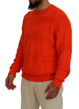 Maglie pullover uomini a maniche lunghe in cotone arancione