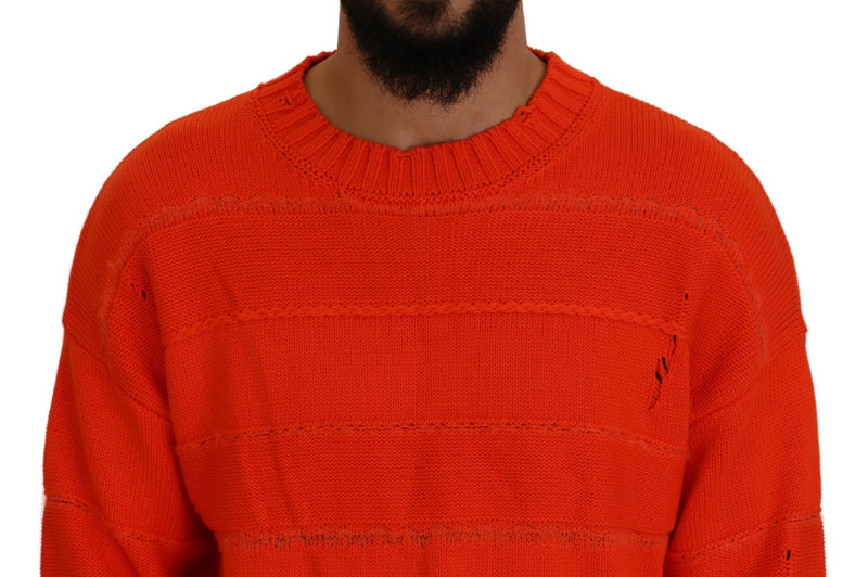 Maglie pullover uomini a maniche lunghe in cotone arancione