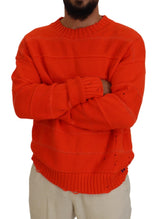 Orangefarbene Baumwolle lange Ärmel Männer Pullover Pullover