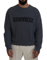 Graue Männer zerfetzte Strickpullover -Pullover