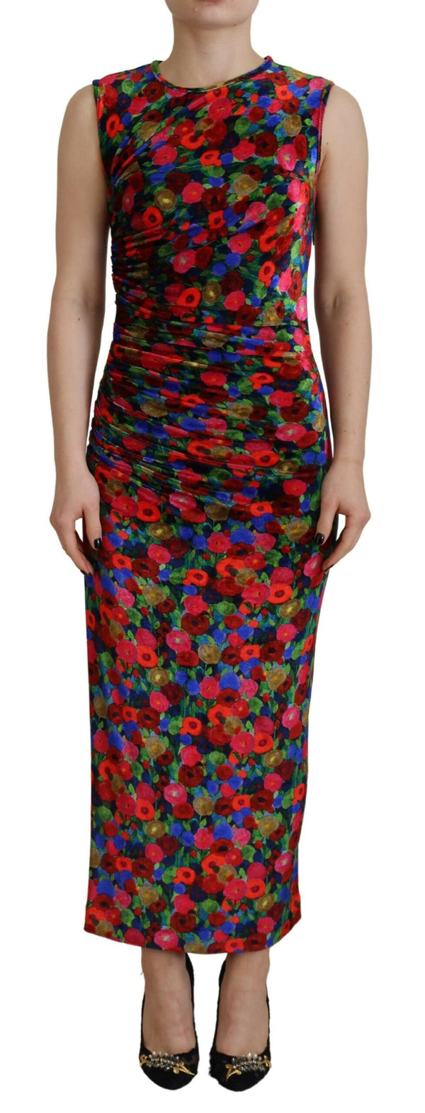 Multicolor -Blumenkörper -Maxikleid mit Blumenkörpern