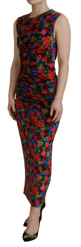 Bodycon floreale multicolore maxi abito