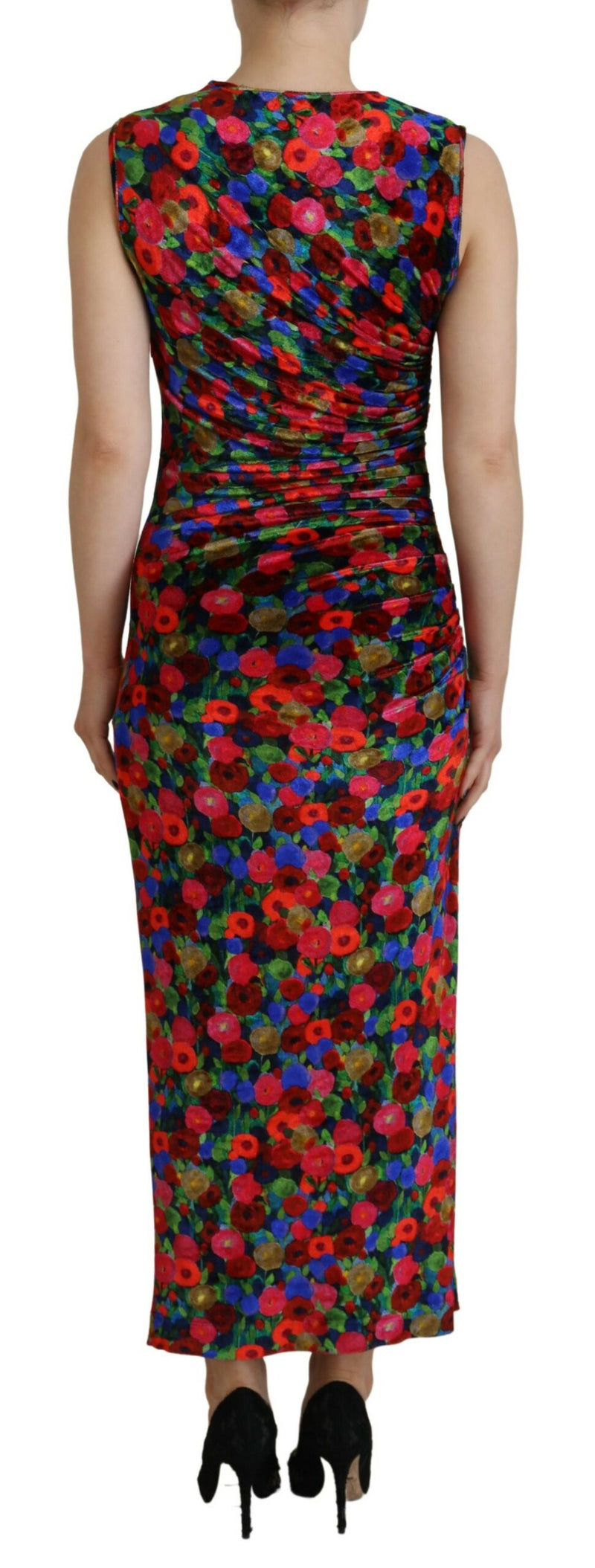 Bodycon floreale multicolore maxi abito