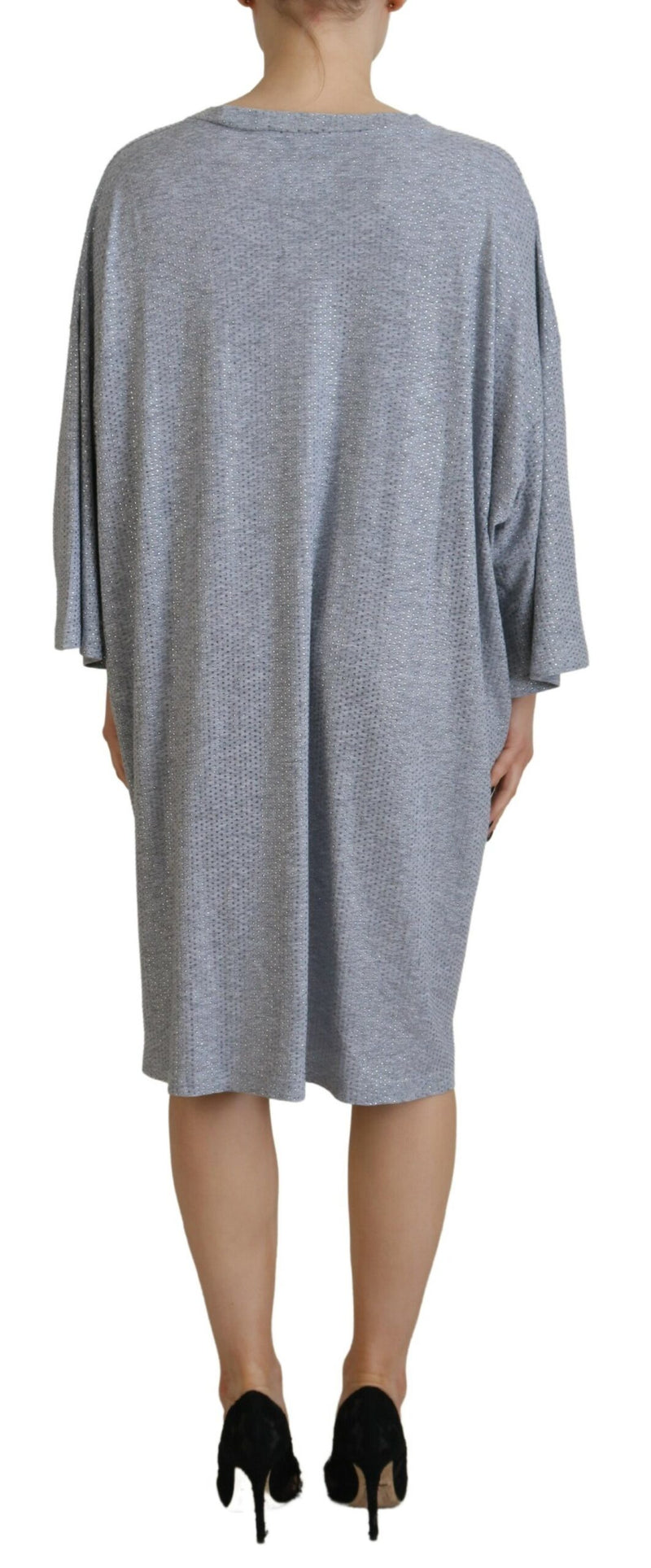 Robe à manches longues en coton embelli en cristal gris