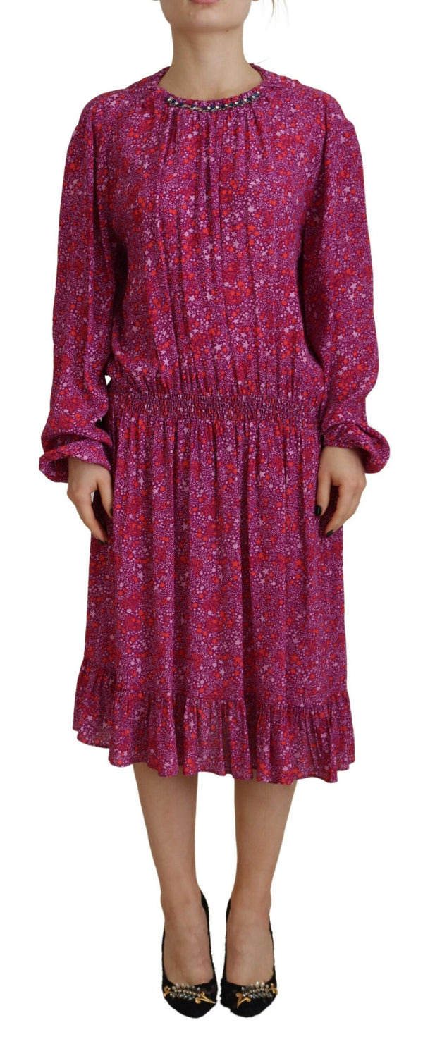 Robe à manches longues des étoiles fuchsia Stars