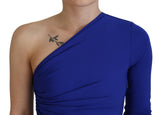 Viscose azul One Sombe Bodycon Ruched Mini Vestido