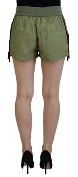 Grüne Baumwollmitte Taille Draw String Tapered Shorts