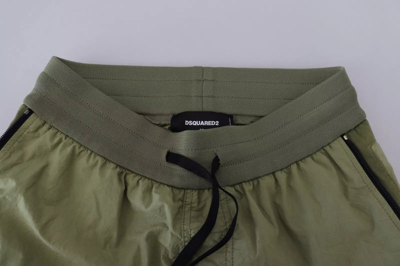 Grüne Baumwollmitte Taille Draw String Tapered Shorts