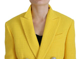 Ensemble de blazer à doutes à double pic jaune set