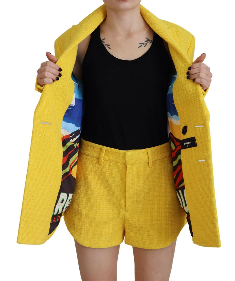 Ensemble de blazer à doutes à double pic jaune set