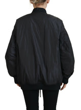 Black Logo Stampa Bomber per donne con zip completo