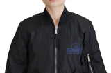 LOGO DE LOGO NEGRO Impresión Full Zip Women Bomber Chaqueta