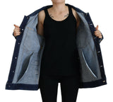 Blue Distressed Castared Denim Jacke