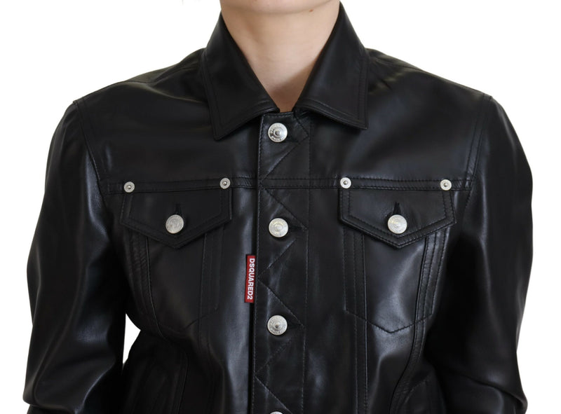 Chaqueta de mangas largas de cuero negro