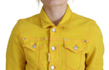 Giacca in denim a maniche lunghe con colletto giallo