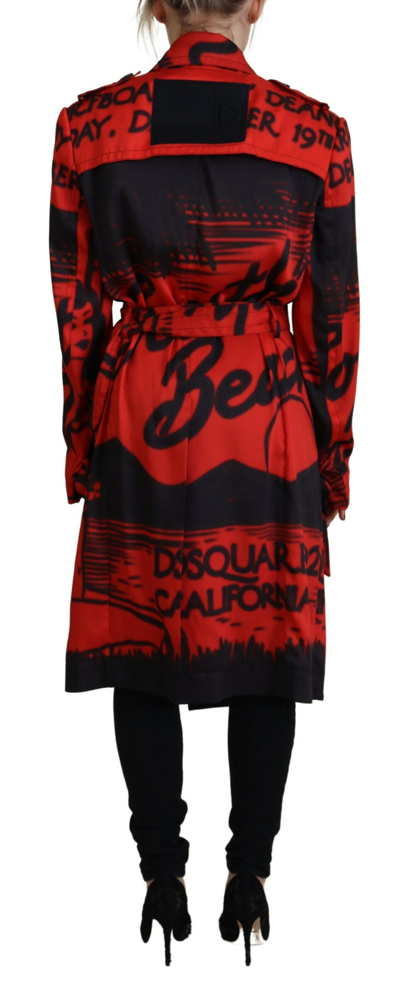 Chaqueta de abrigo desigual con collar de botón rojo