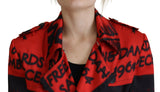 Rot -bedruckte Knopfkragen Desigual Coat Jacke