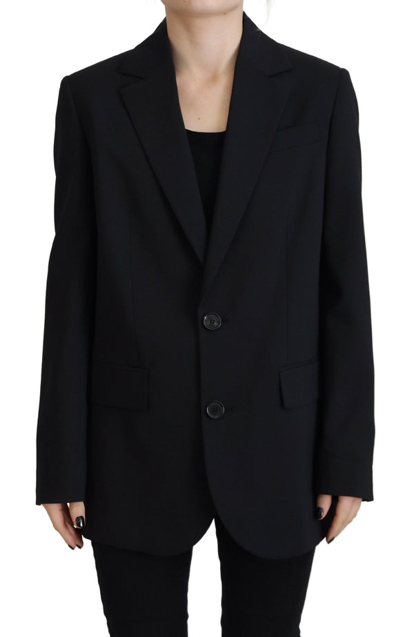 Black Flower Single Beasted Coat Blazer