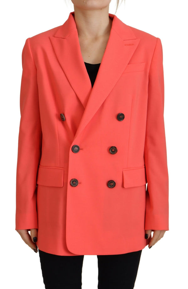 Veste de blazer à manteau rose à double poit