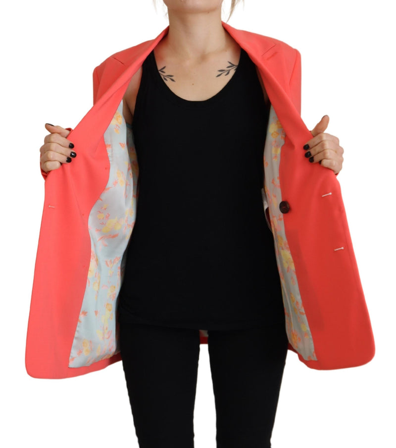 Veste de blazer à manteau rose à double poit